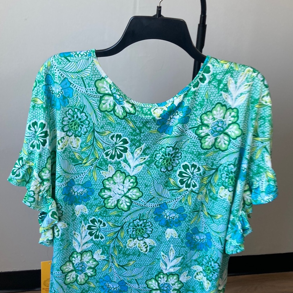 Ruby Rd top floral print pattern top with stretch boho casual office 2X - Picture 9 of 16